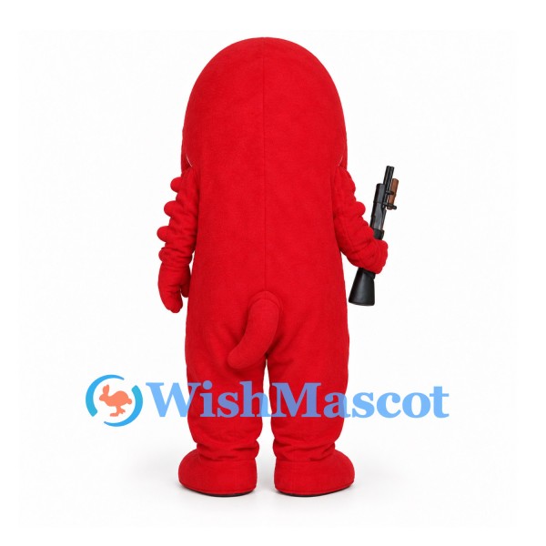 Monster Mascot Costume in Red with Yellow Striped Belly