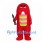 Monster Mascot Costume in Red with Yellow Striped Belly