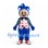 Jester Mascot Costume with Blue Hat and Polka Dot Vest