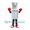 Water Dispenser Mascot Costume with White Cup Head and Blue Panel