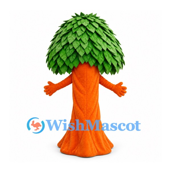 Tree Mascot Costume with Orange Trunk and Dense Green Leaves
