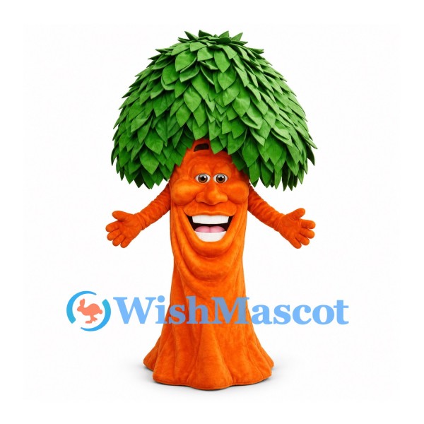 Tree Mascot Costume with Orange Trunk and Dense Green Leaves