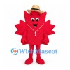 Maple Leaf Mascot Costume with Tan Hat and Red Hoodie