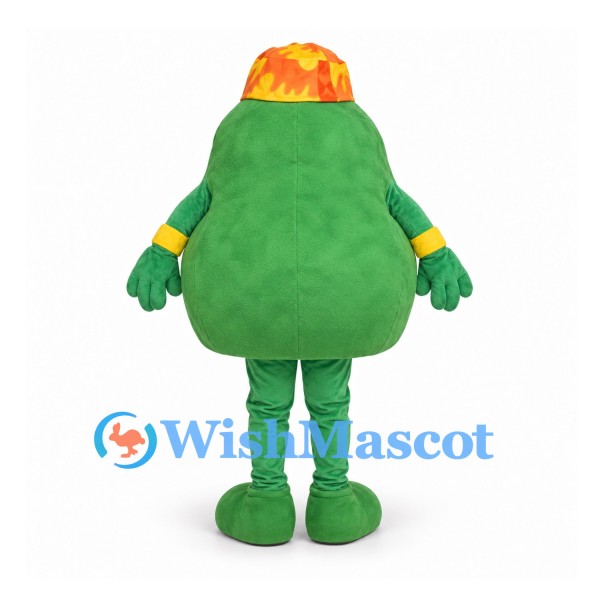 Volcano Mascot Costume in Green with Orange Peak
