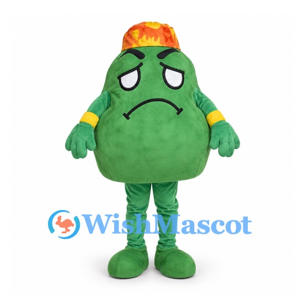Volcano Mascot Costume in Green with Orange Peak