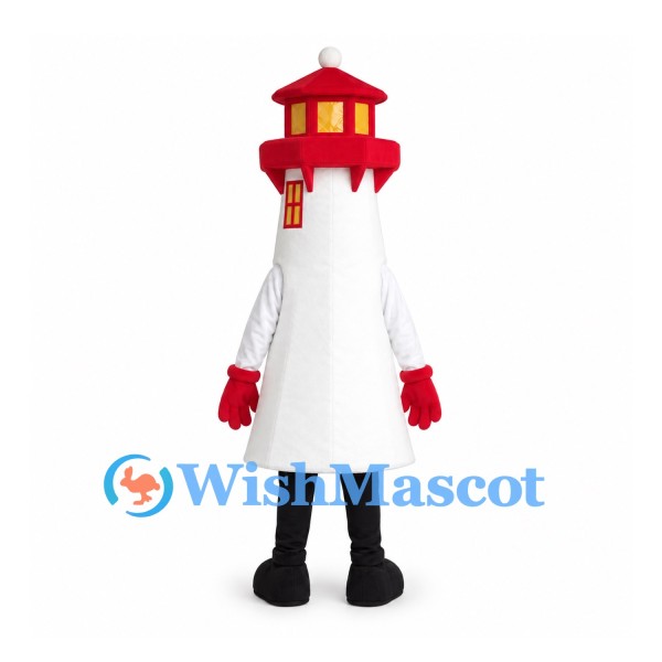 Lighthouse Mascot Costume in White with Red Lantern Roof