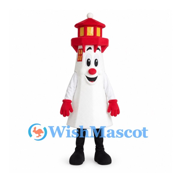 Lighthouse Mascot Costume in White with Red Lantern Roof