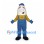Egg Farmer Mascot Costume with Blue Overalls and Cap