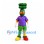 Broccoli Mascot Costume with Purple Shirt and Leaf Skirt