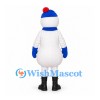 Snowman Mascot Costume with Blue Hat and Scarf