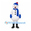 Snowman Mascot Costume with Blue Hat and Scarf