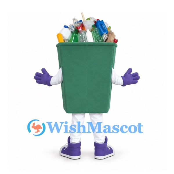 Recycling Bin Mascot Costume in Green with Bottles and Cans