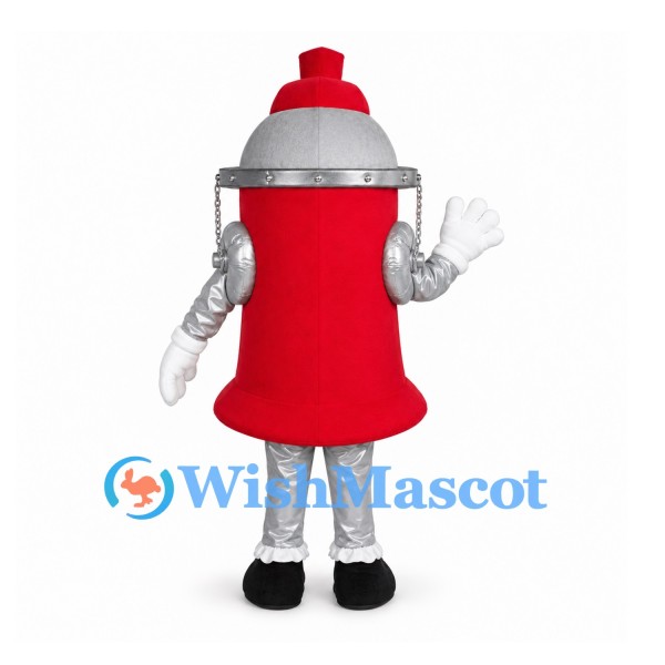 Fire Hydrant Mascot Costume in Red and Silver