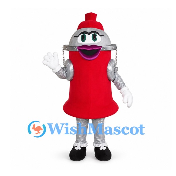 Fire Hydrant Mascot Costume in Red and Silver
