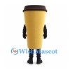 Coffee Cup Mascot Costume in Tan with Brown Lid