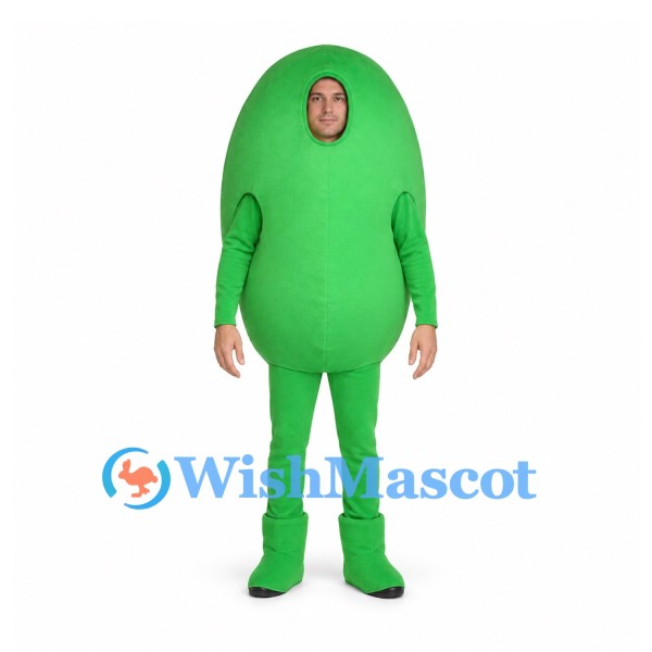 Green Oval Mascot Costume with Matching Arms and Legs