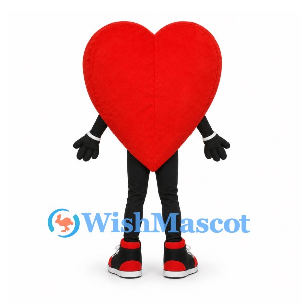 Heart Mascot Costume in Red with Smiling Face