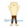 Cream Character Mascot Costume with Rounded Rectangular Body and Brown Pants