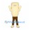 Cream Character Mascot Costume with Rounded Rectangular Body and Brown Pants