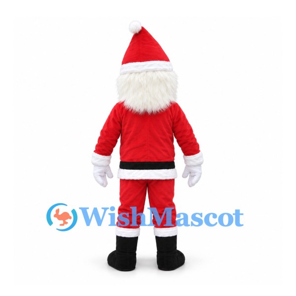 Santa Claus Mascot Costume with Red Suit and White Beard