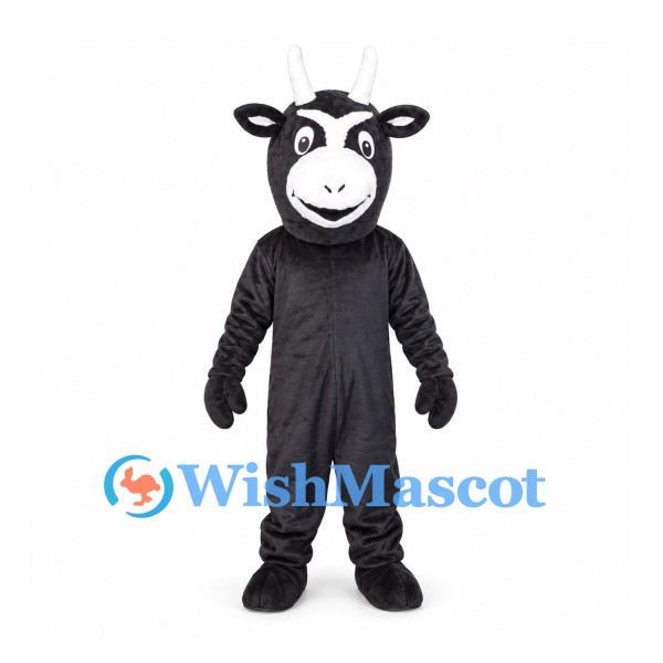 Cow Mascot Costume in Black with White Face