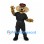 Dog Mascot Costume with Black Uniform and Red Trim Cap