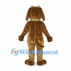 Dog Mascot Costume in Brown with Green Collar and Gold Tag