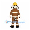 Dalmatian Firefighter Mascot Costume with Brown Suit and Yellow Helmet