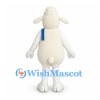 Sheep Mascot Costume in Cream with Blue Shoulder Straps
