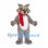 Cat Mascot Costume in Gray with Yellow Eyes and Red Scarf