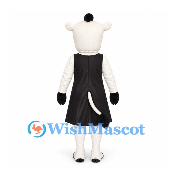 Cow Mascot Costume in White with Black Apron