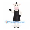 Cow Mascot Costume in White with Black Apron