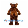Dog Mascot Costume in Brown with White Belly and Goggles