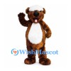 Dog Mascot Costume in Brown with White Belly and Goggles