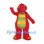 Dragon Mascot Costume in Red with Green Striped Belly