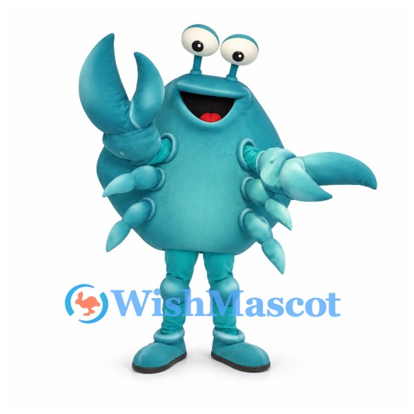 Crab Mascot Costume in Turquoise with Large Claws