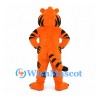 Tiger Mascot Costume in Orange with Black Stripes and White Bow