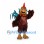 Rooster Mascot Costume in Brown with Blue Tail Feathers