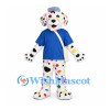 Dalmatian Mascot Costume with Colorful Spots and Blue Shirt