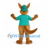 Kangaroo Mascot Costume with Green Shirt and Cap