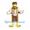 Eagle Aviator Mascot Costume with Tan Vest and Goggles