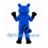 Raccoon Mascot Costume in Blue with Black Eye Mask and Striped Tail