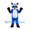 Raccoon Mascot Costume in Blue with Black Eye Mask and Striped Tail