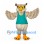 Owl Mascot Costume with Teal Shirt and Beige Wings