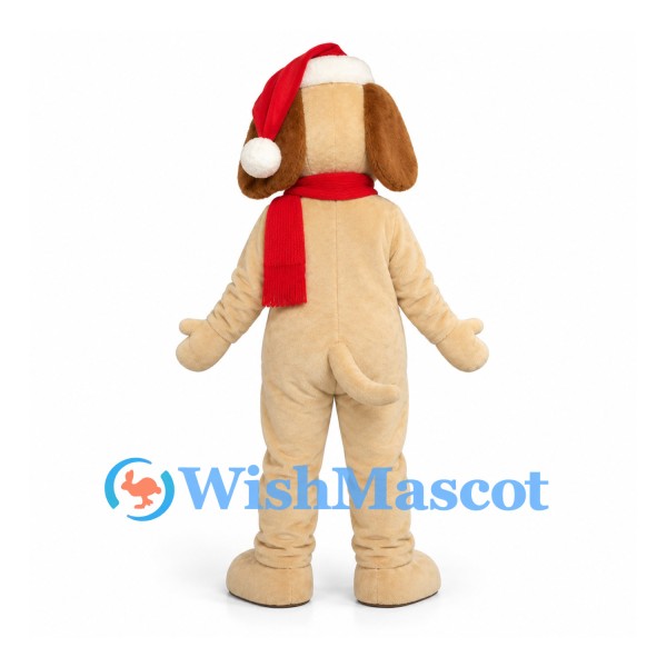 Dog Mascot Costume with Red Santa Hat and Scarf