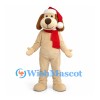 Dog Mascot Costume with Red Santa Hat and Scarf