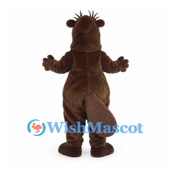 Beaver Mascot Costume in Brown with Broad Tail and Buck Teeth