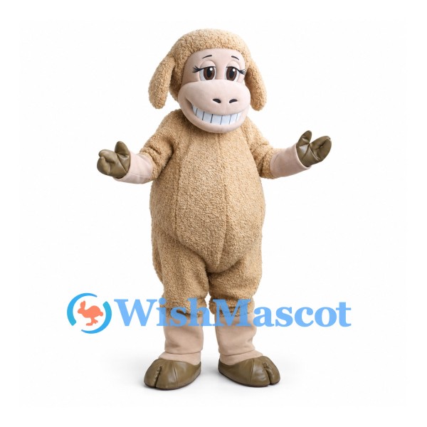 Sheep Mascot Costume in Tan with Cream Face