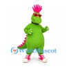 Dinosaur Mascot Costume in Green with Pink Mohawk and Sunglasses