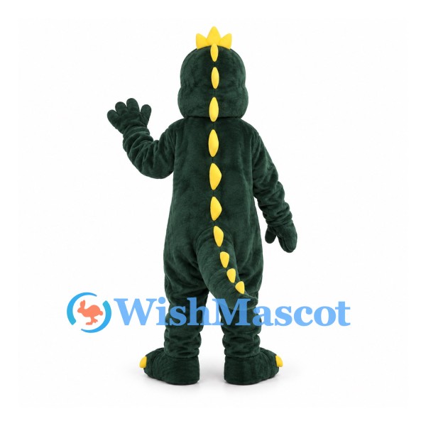 Dragon Mascot Costume in Dark Green with Yellow Belly